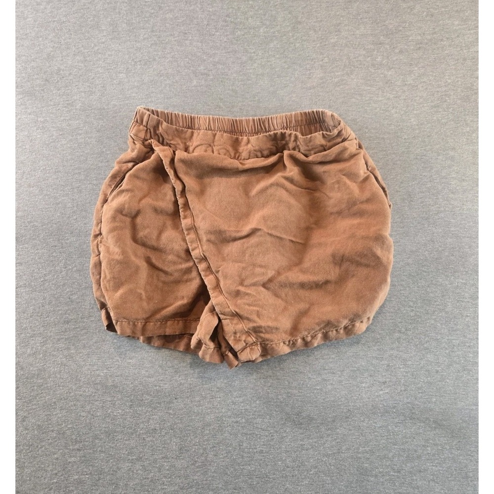 Young Fabulous & Broke YFB Shorts Small‎ Brown Linen Blend Strech Asymmetrical